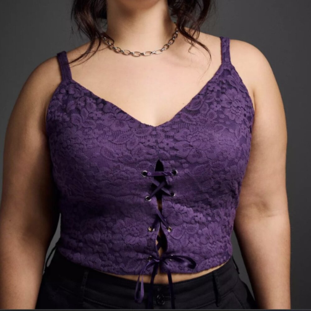 TORRID GOTHIC GRAPE NIGHTFALL BUSTIER FOXY CROP TANK 2 2X 18 20